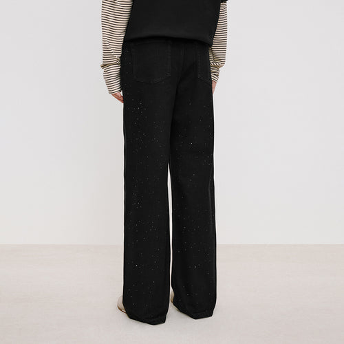 Dazzling Black Rhinestone Jeans