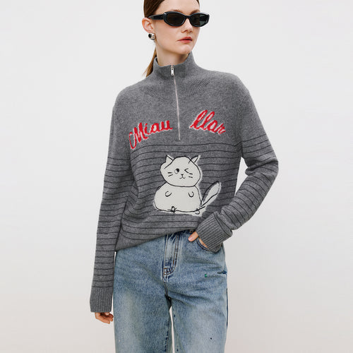 Meow Half-Zip Sweater