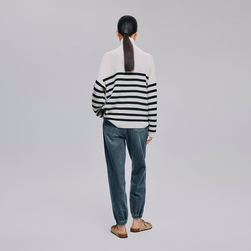 Striped Half-Zip Pullover