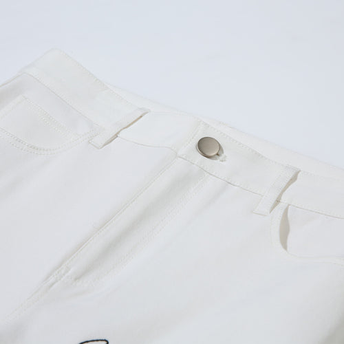 Versatile White Cotton Stretch Pencil Pants