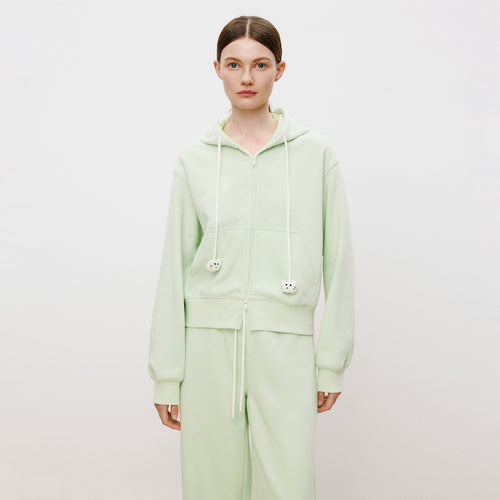 Cat Hooded Cropped Jacket in Light Green