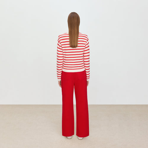Red and White Striped Cardigan