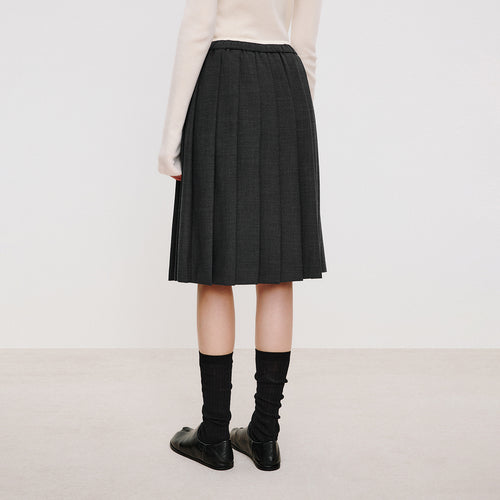 Intellectual Double-Waist Pleated Skirt