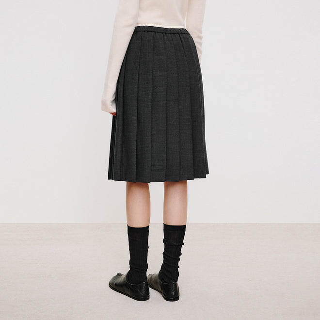 Intellectual Double-Waist Pleated Skirt