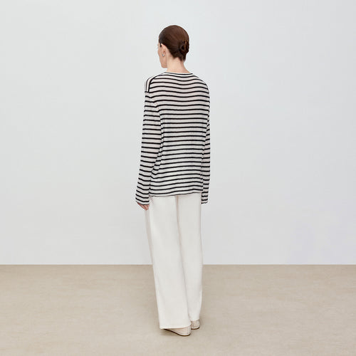 Sequin Stripe Wool Sweater