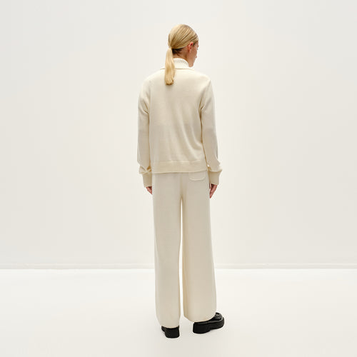 Cream White Cashmere Knit Pants