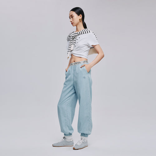 Tencel Denim Wide-Leg Pants