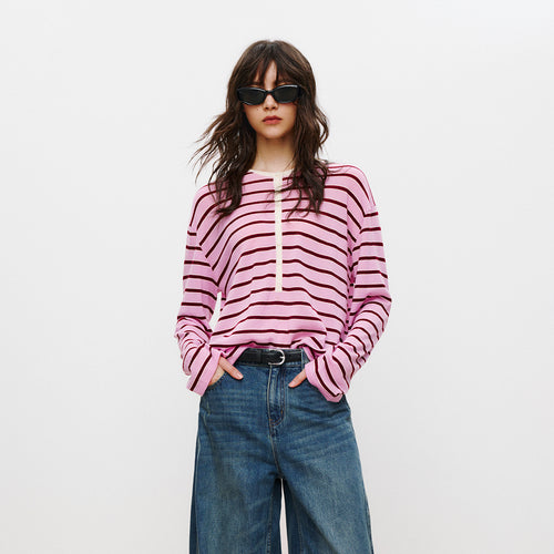 Berry Cheesecake Henley Sweater