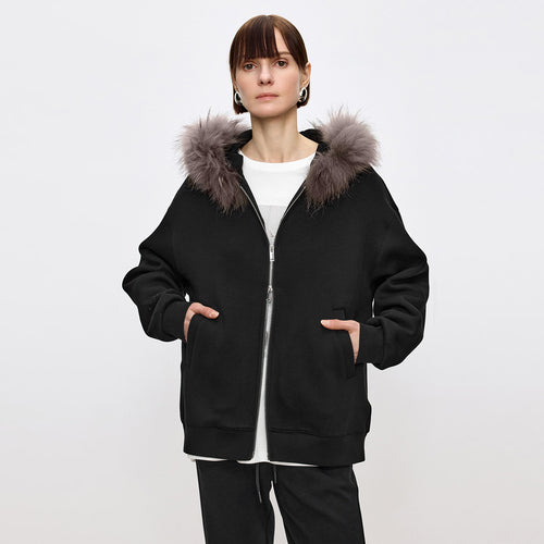 Midnight Melody Faux Fur Collar Jacket