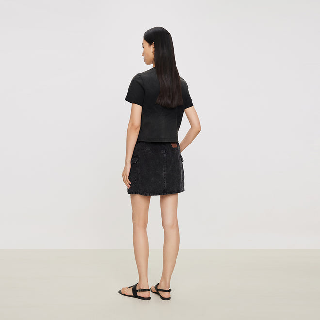 Carbon Gray Denim Skirt Pants