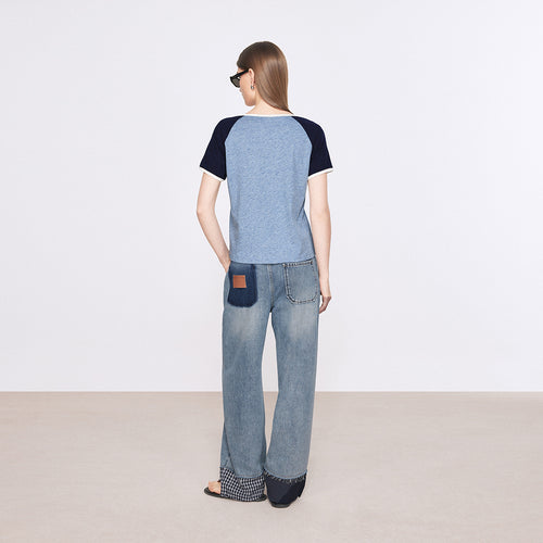 Edgy Patchwork Denim Pants