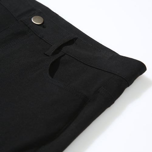 Versatile Black Cotton Stretch Pencil Pants