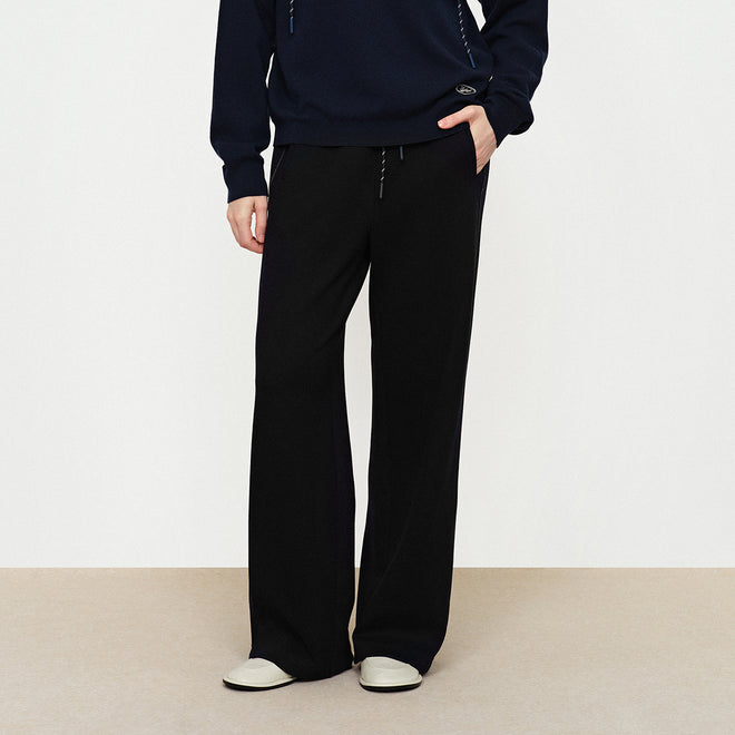 Decorative Thread Glutinous Rice Pants - Navy Blue