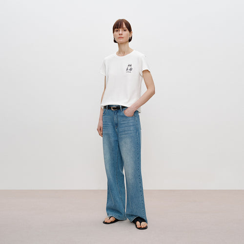 Embroidered Cat Tee