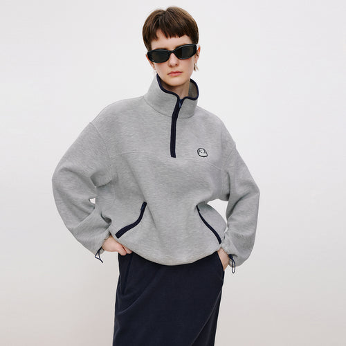 Cat Fleece Half-Zip Hoodie