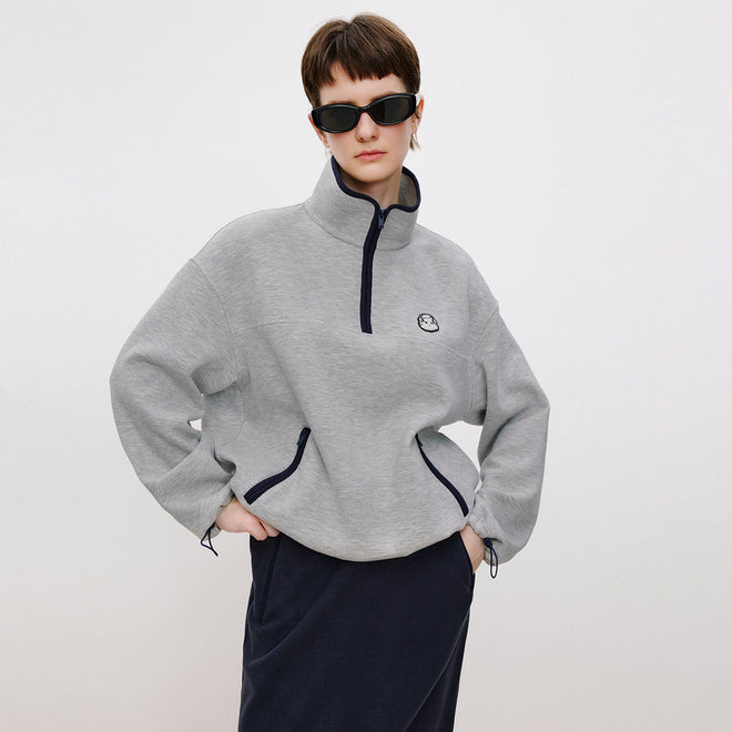 Cat Fleece Half-Zip Hoodie