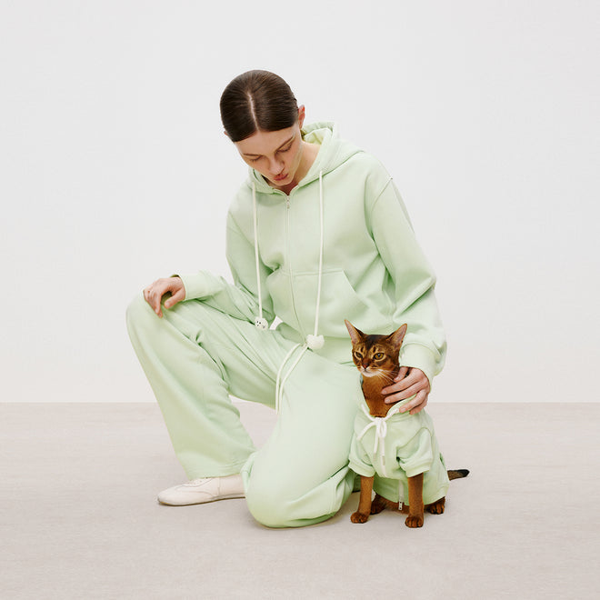 Cat Hooded Cropped Jacket in Light Green