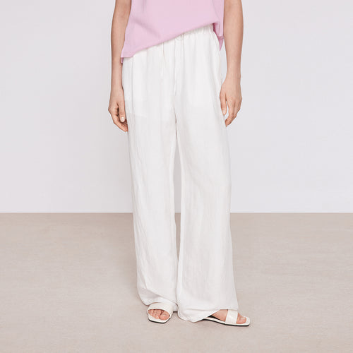 Relaxed White Linen Pants