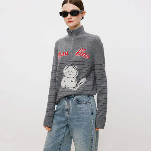 Meow Half-Zip Sweater