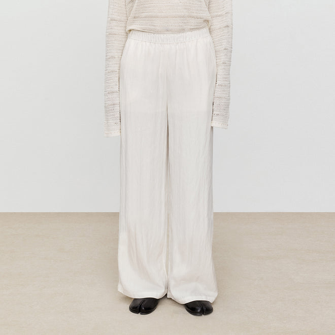 Vanilla White Bud Waist Straight Pants