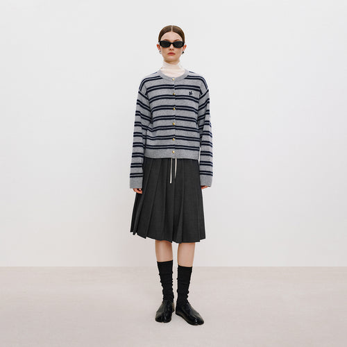 Intellectual Double-Waist Pleated Skirt