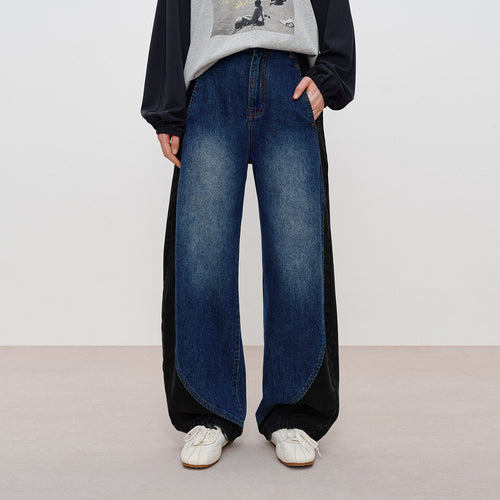 Prussian Blue Panel Jeans