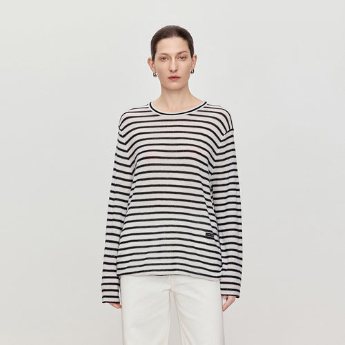 Sequin Stripe Wool Sweater