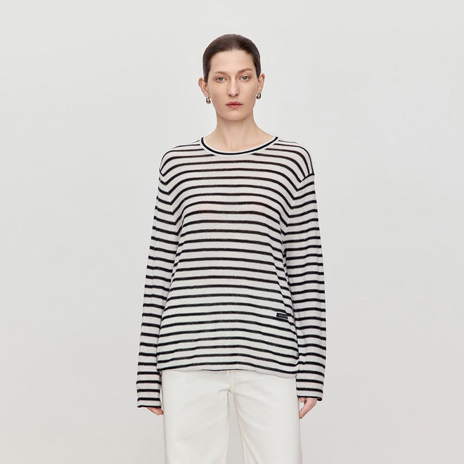 Sequin Stripe Wool Sweater