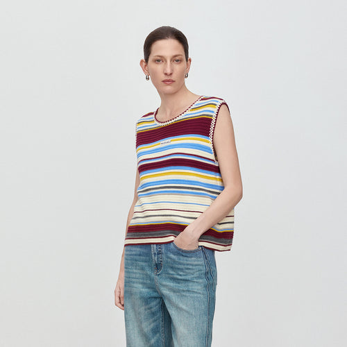 Tiramisu Striped Knitted Vest