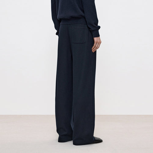 Deep Navy Decorative Trim Straight Pants