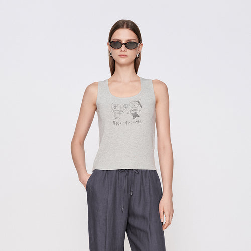 Light Grey Graffiti Tank Top