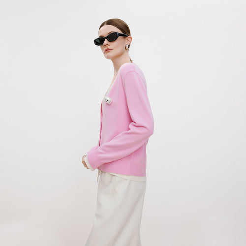 Pink Mist Mock-Layer Cardigan