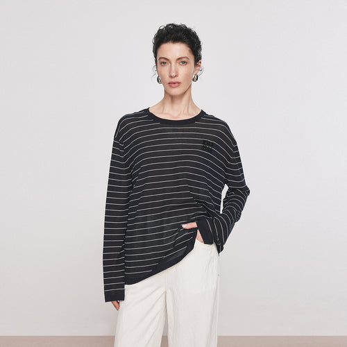 Lightweight Navy Stripe Cover-Up