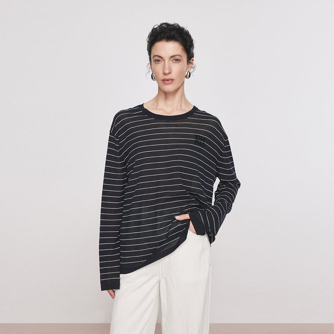 Lightweight Navy Stripe Cover-Up