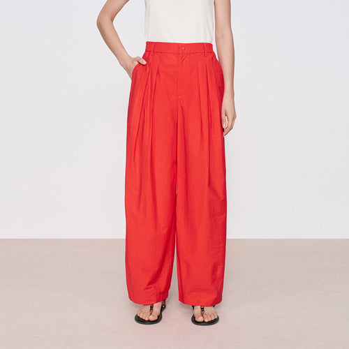 Berry Red Pleated Pants