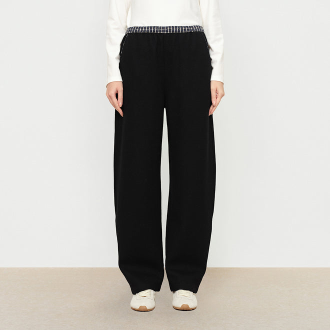 Wool Spliced Waistband Casual Pants