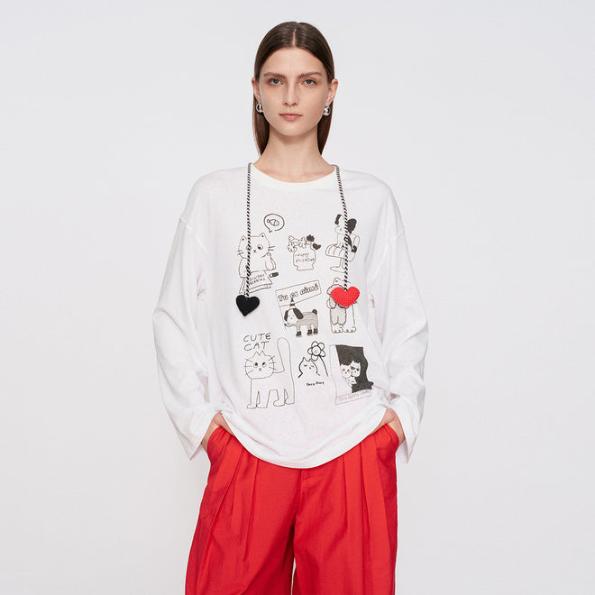 Animal Line Drawing Long-Sleeve T-Shirt