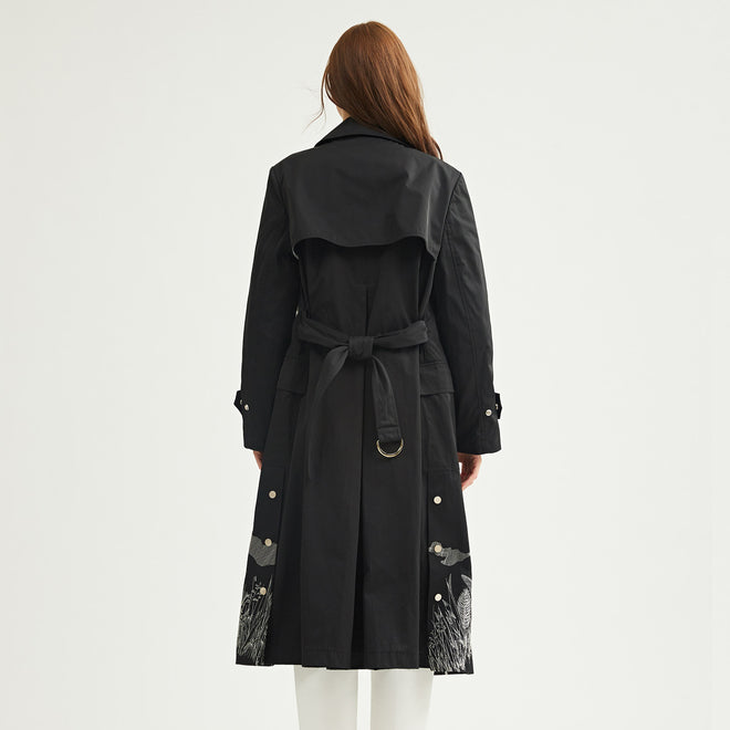 Embroidered Silhouette Trench Coat