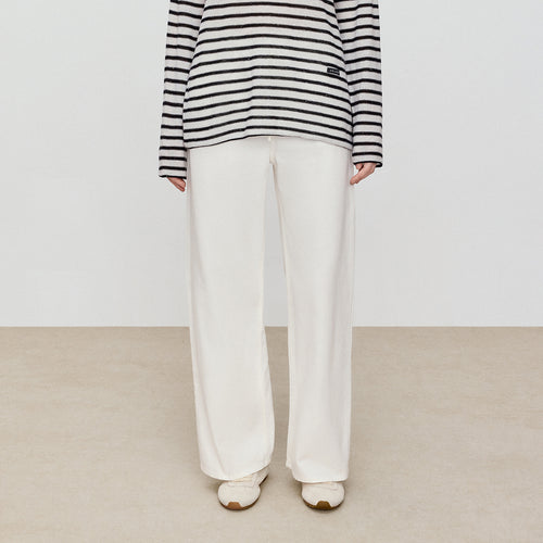 Drawstring White Jeans