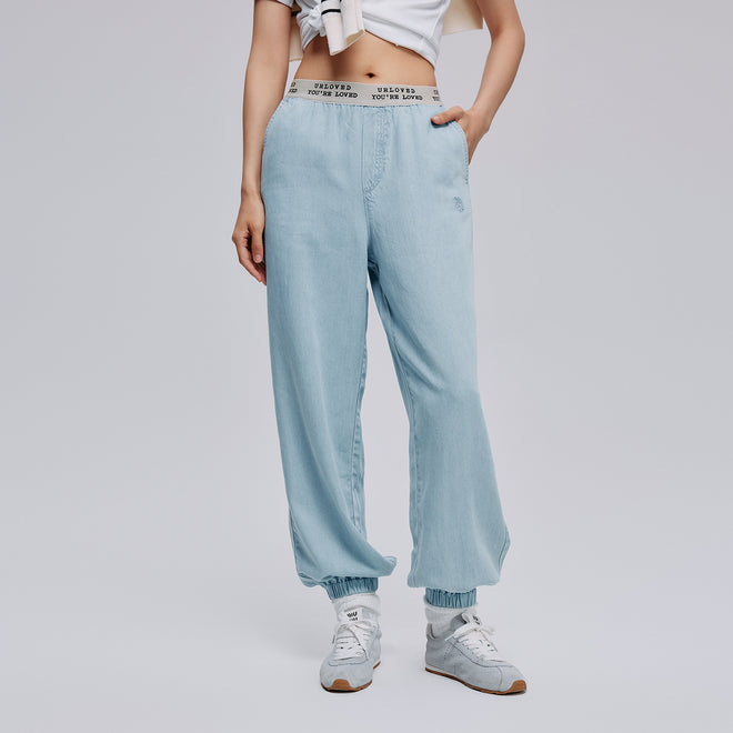 Tencel Denim Wide-Leg Pants