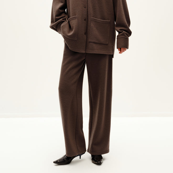 Cocoa Brown Knit Wool Trousers