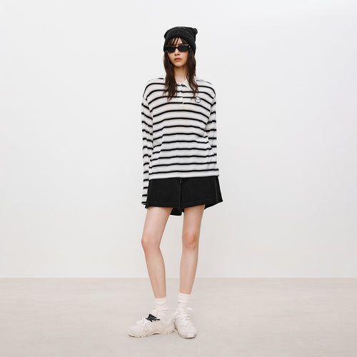 Cat Stripe Polo Sweater