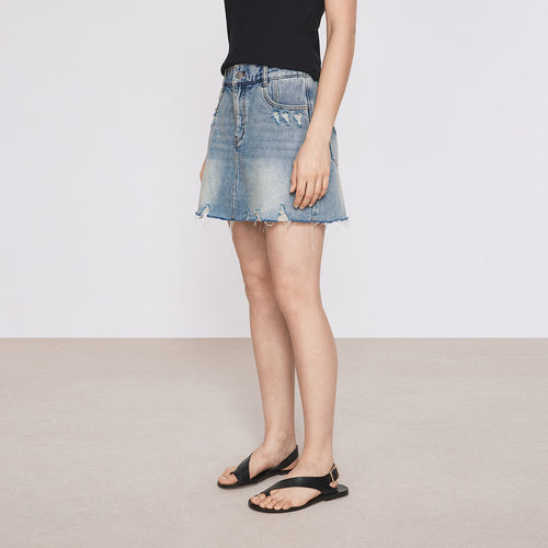 Distressed Denim Skort