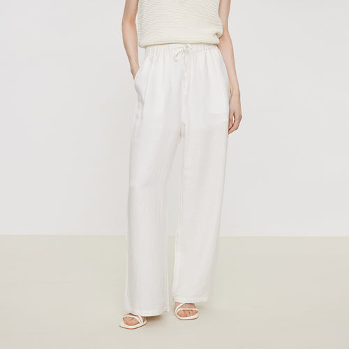 Washed Hemp White Pants