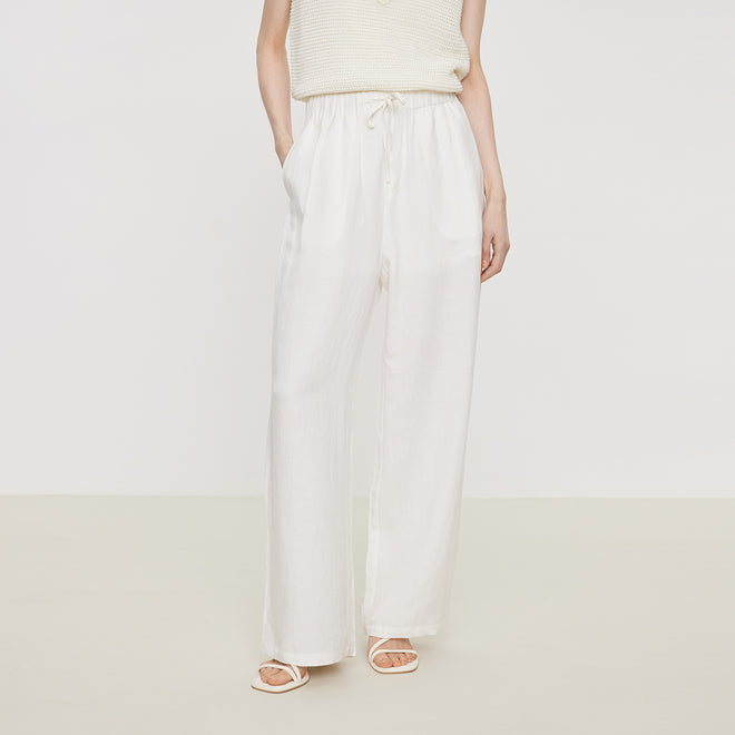 Washed Hemp White Pants