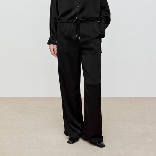 Chic Acetate Tweed-Style Wide-Leg Pants