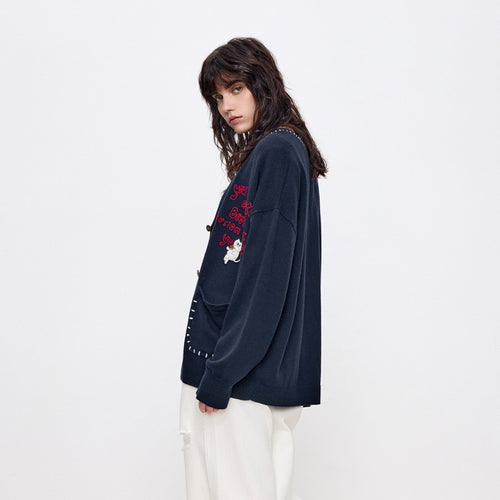 Trim Detail Knit Cardigan