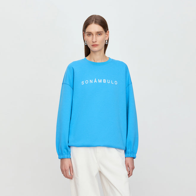 Sky Blue Casual Sweatshirt