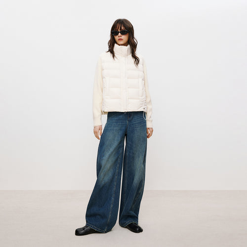 Knit-Sleeve Mock-Layer Down JacketKnit-Sleeve Mock-Layer Down Jacket