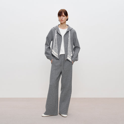 Scarf-Accent Cropped Hoodie